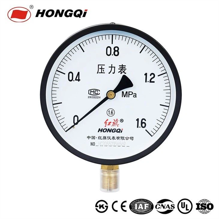 Hongqi Commercial Pressure Gauge EN 837-1 Standard Manometer -30inhg~0 Pressure Meter Export From Biggest Instrument Factory
