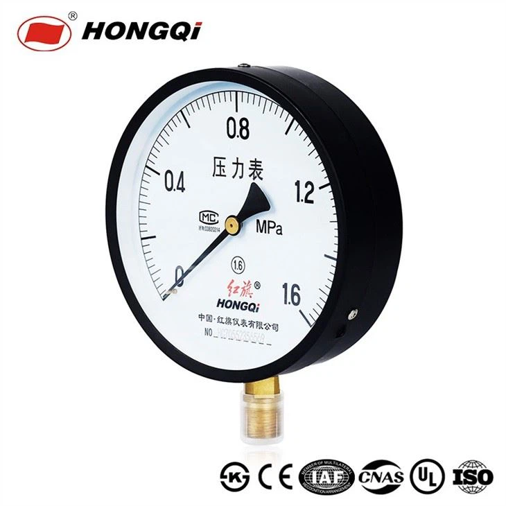 Hongqi Commercial Pressure Gauge EN 837-1 Standard Manometer -30inhg~0 Pressure Meter Export From Biggest Instrument Factory