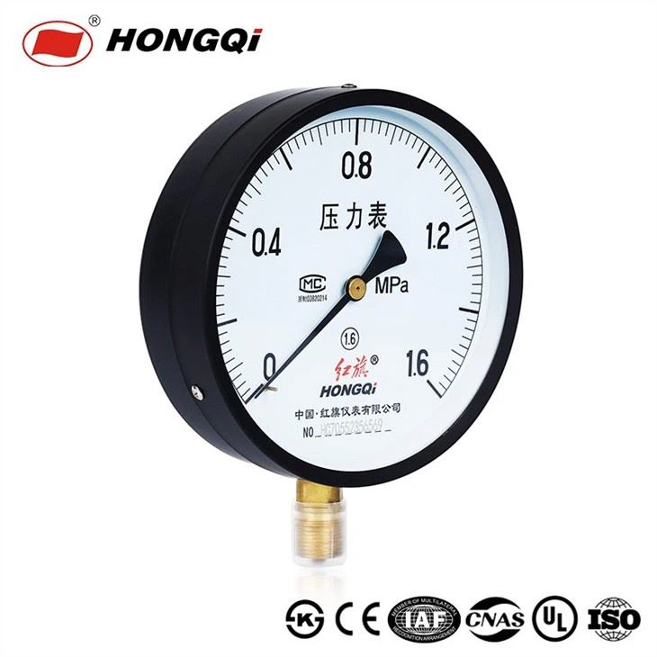 Hongqi Commercial Pressure Gauge EN 837-1 Standard Manometer -30inhg~0 Pressure Meter Export From Biggest Instrument Factory