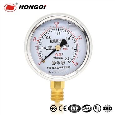 Manometru Hongqi 60mm Direcție radială Carcasă din oțel inoxidabil 0-160psi/0-2.4mpa