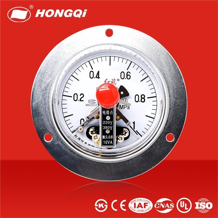 YX-100ZT Axial Electric Contact Temperature Pressure Gauge With Flange